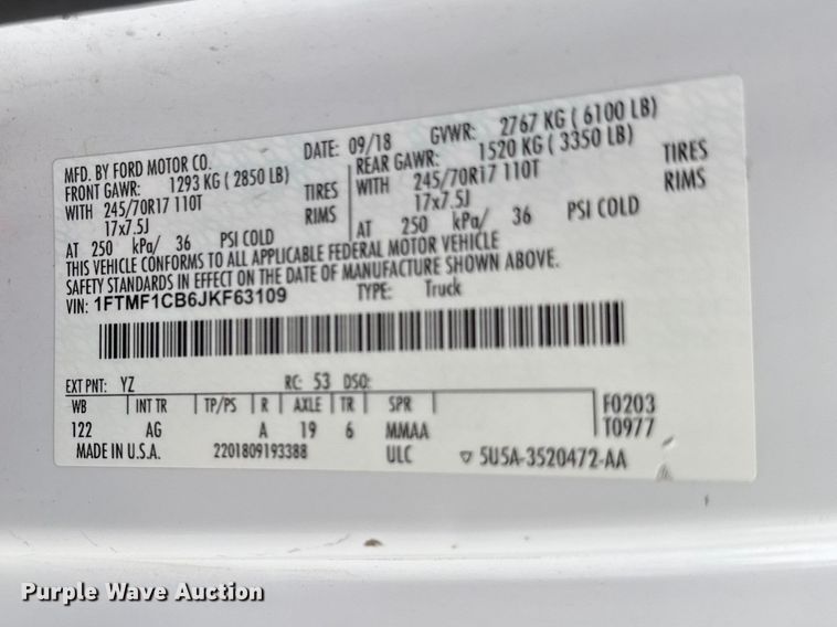 image for item EV7658 2018 Ford F150 pickup truck