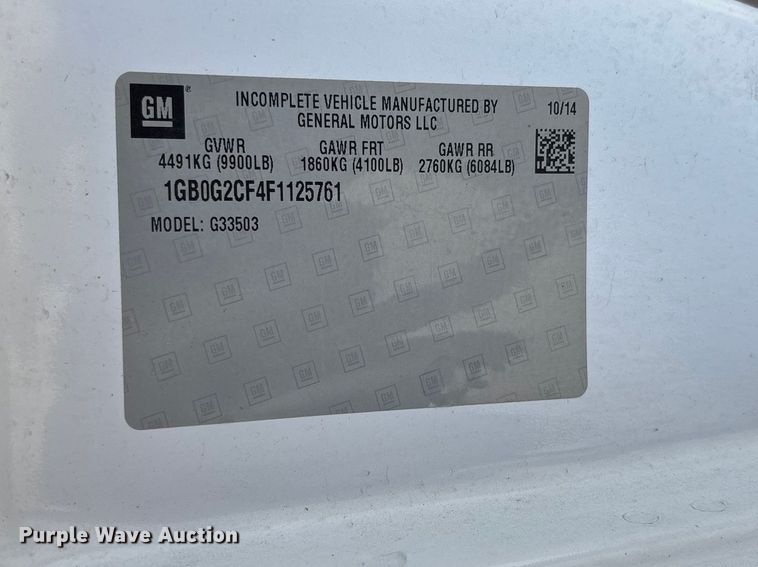 image for item FB3336 2015 Chevrolet Express G3500 box truck