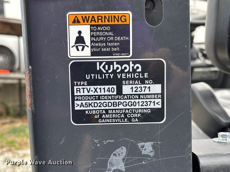 image for item FB3342 2016 Kubota RTV-X1140 utility vehicle