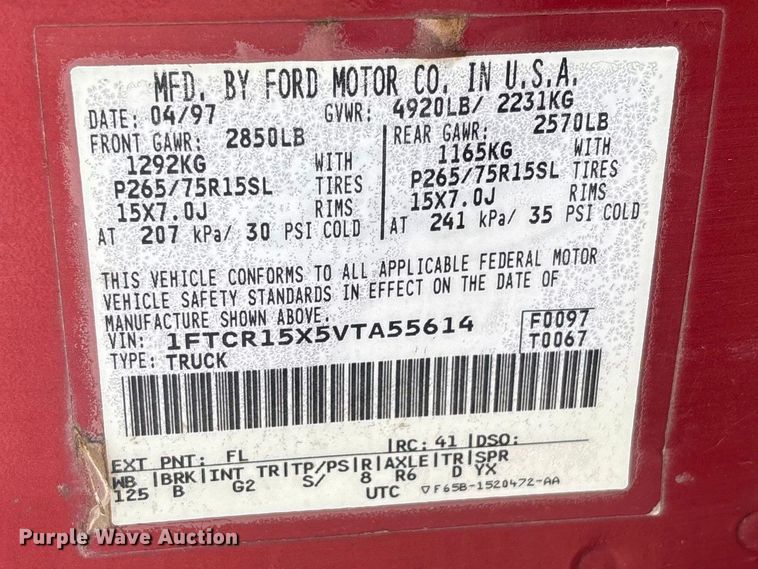 image for item FB3347 1997 Ford Ranger Ext. Cab pickup truck