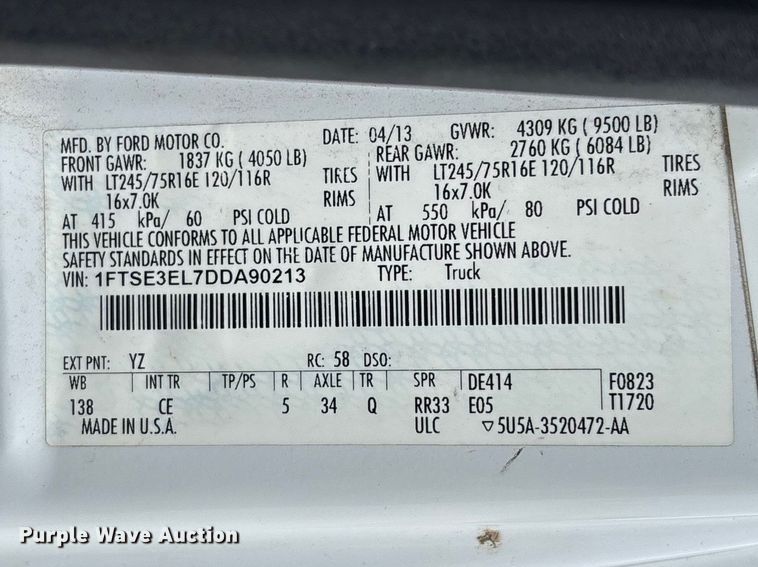 image for item FB3357 2013 Ford E350 van
