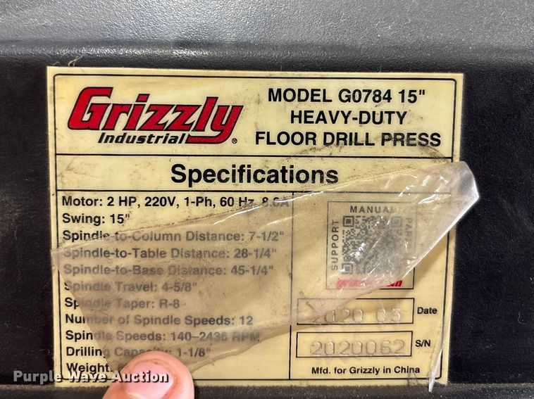 image for item FB3363 2020 Grizzly G0784 drill press