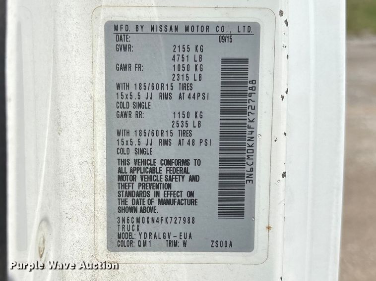 image for item FB3366 2015 Nissan NV200 van