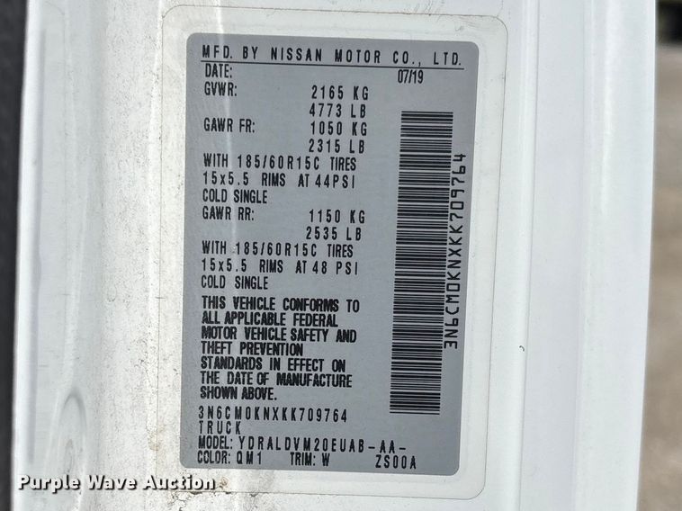 image for item FB3367 2019 Nissan NV200 van
