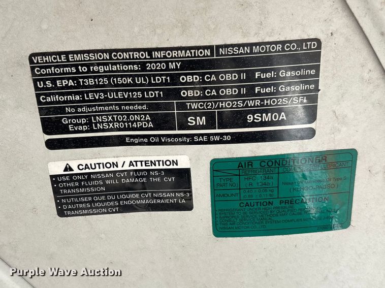 image for item FB3368 2020 Nissan NV200 van