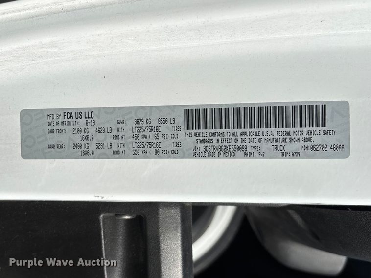 image for item FB3374 2019 RAM Promaster  van