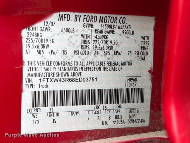 image for item FB8051 2008 Ford F450 Super Duty truck