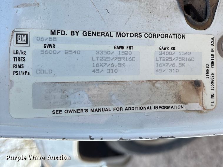 image for item FC2158 1988 Chevrolet K1500 pickup truck