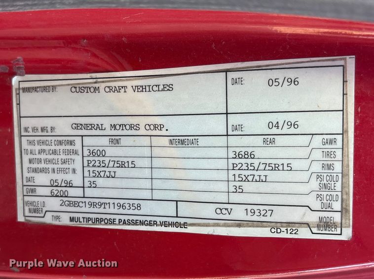 image for item FC2159 1996 Chevrolet C1500 Ext. Cab pickup truck