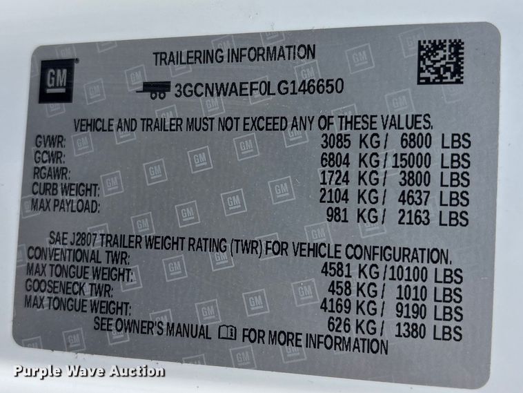 image for item FC2201 2020 Chevrolet Silverado 1500 pickup truck