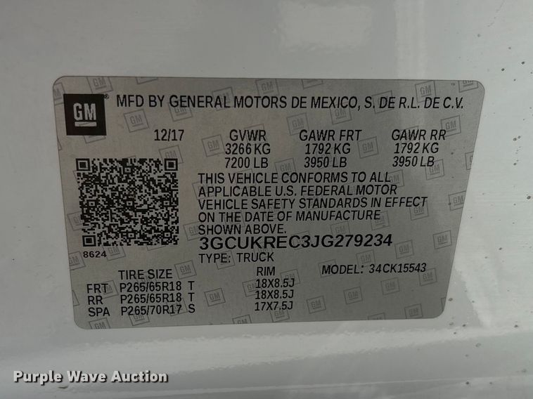 image for item FC2203 2018 Chevrolet Silverado 1500 Crew Cab pickup truck