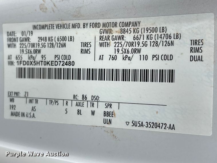 image for item FC2210 2019 Ford F550 Ext. Cab utility / service truck