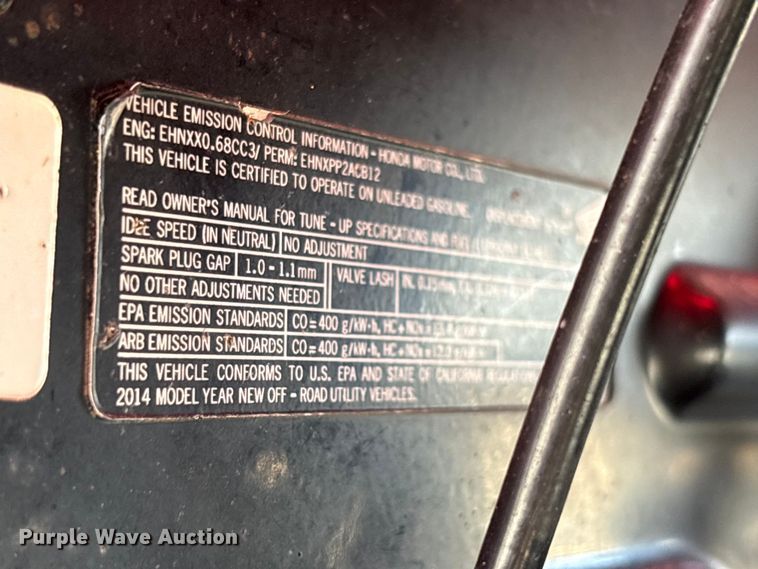 image for item FC2212 2014 Honda Pioneer 700 utility vehicle