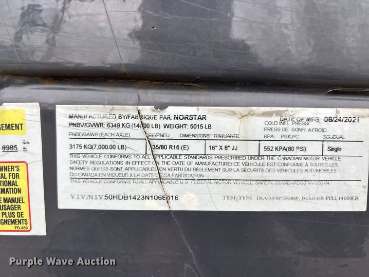 image for item FC4537 2022 Norstar Trailers dump trailer