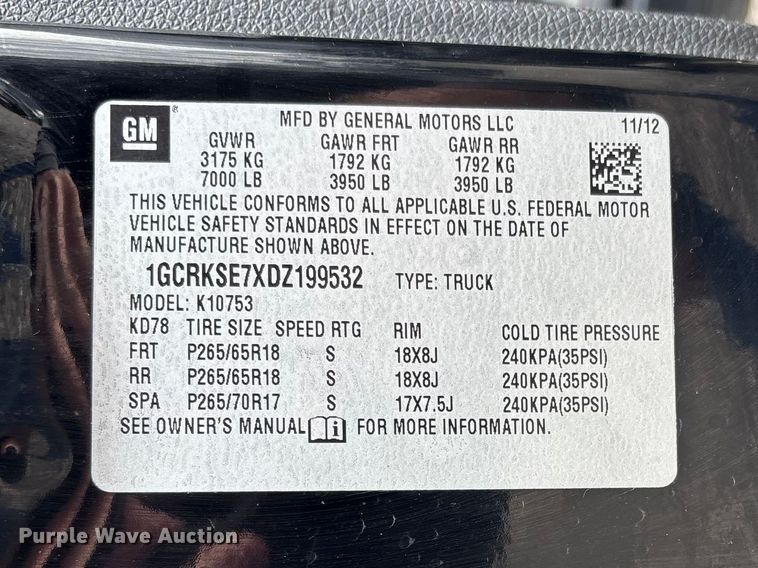 image for item FC4548 2013 Chevrolet Silverado Ext. Cab pickup truck