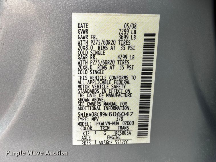 image for item FC4554 2009 Nissan Armada SUV