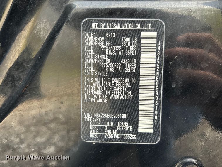 image for item FC4555 2014 Infinity  Qx80 SUV