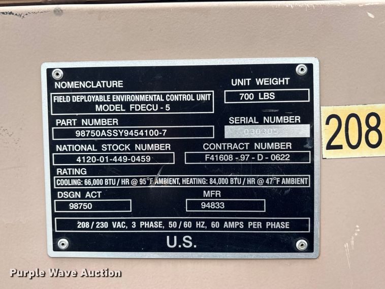 image for item FC4565 Nomenclature FDECU -5 air conditioner