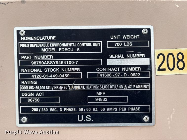 image for item FC4565 Nomenclature FDECU -5 air conditioner