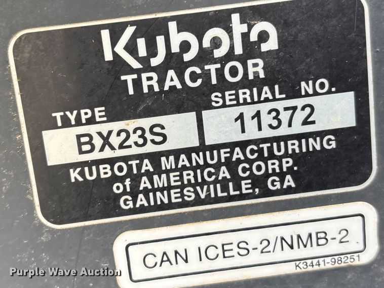 image for item FC4569 2017 Kubota BX23S MFWD tractor