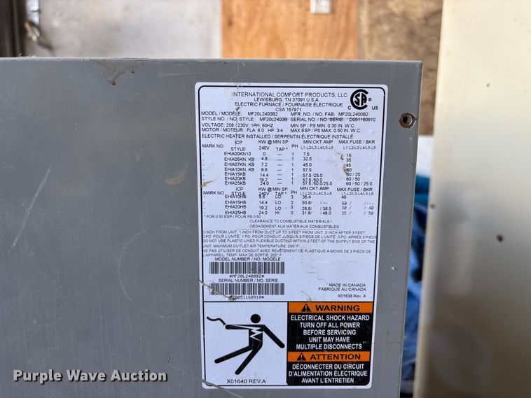 image for item FC4588 Central air and heat unit
