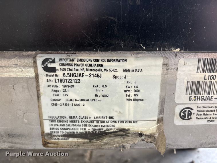 image for item FC4590 Cummins Onan RV QG 7000 generator