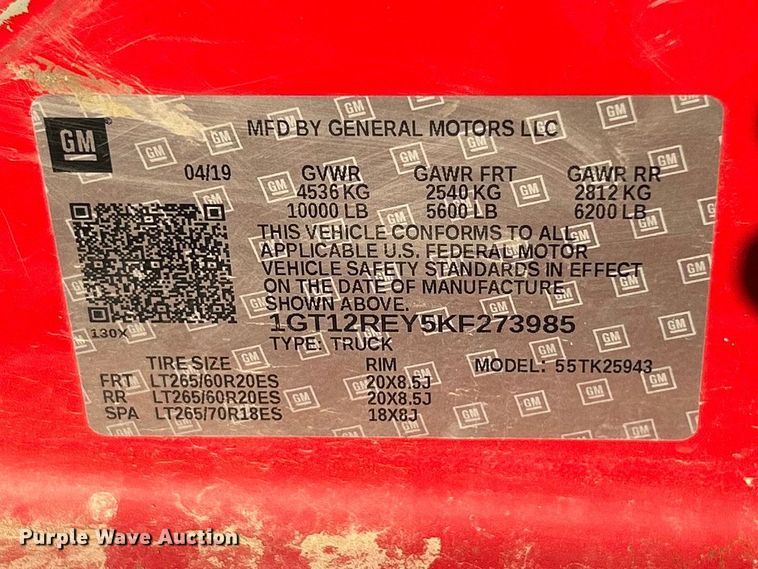 image for item FC5154 2019 GMC Sierra 2500HD Crew Cab pickup truck