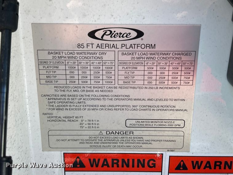 image for item FC5311 2002 Pierce Manufacturing aerial platform fire truck