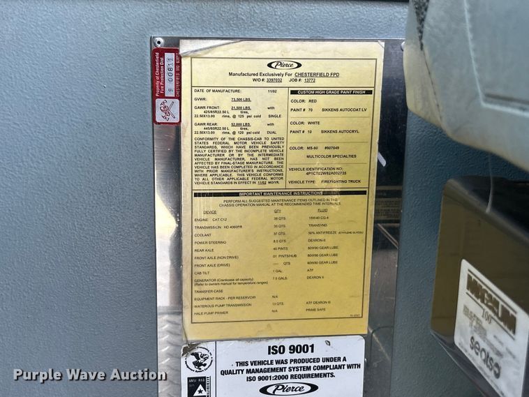 image for item FC5311 2002 Pierce Manufacturing aerial platform fire truck