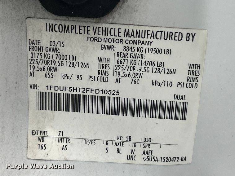 image for item FC5312 2015 Ford F550 XL Super Duty utility / service truck