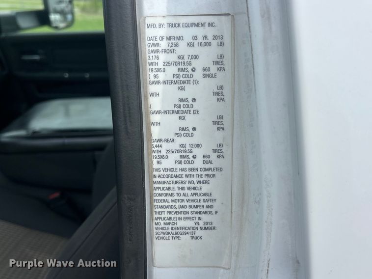 image for item FC5343 2012 Dodge Ram 4500HD truck cab and chassis