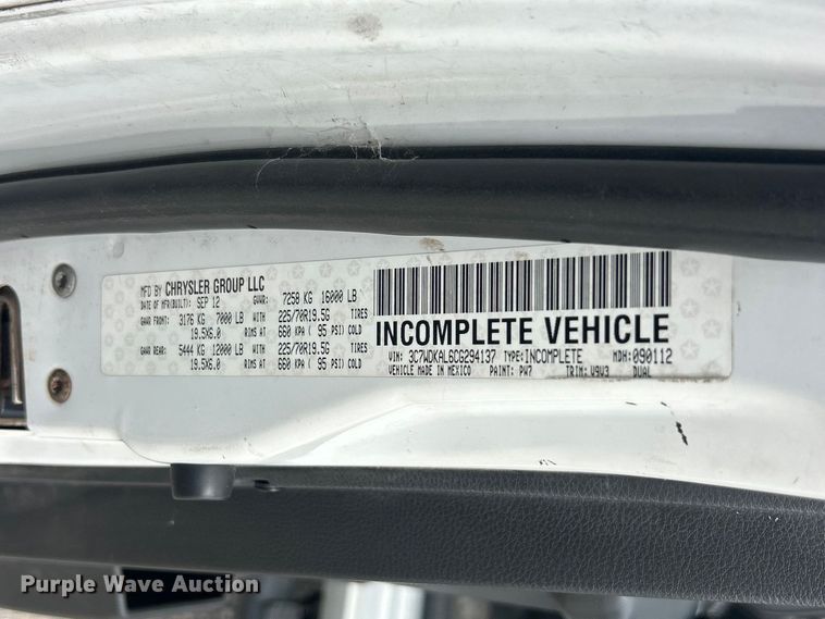 image for item FC5343 2012 Dodge Ram 4500HD truck cab and chassis