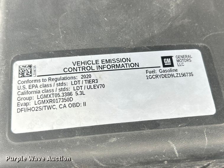 image for item FC5344 2020 Chevrolet Silverado 1500 LT Ext. Cab pickup truck