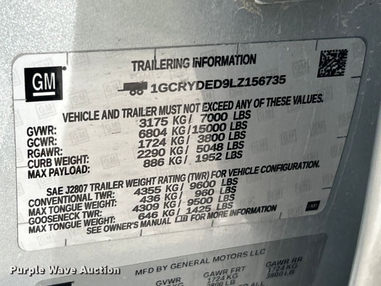 image for item FC5344 2020 Chevrolet Silverado 1500 LT Ext. Cab pickup truck