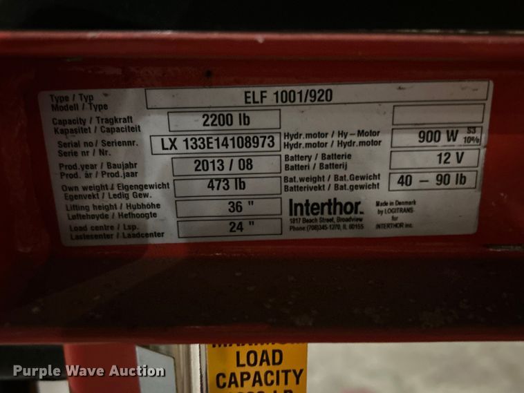 image for item FC5347 Interthor ELF 1001/920 pallet jack