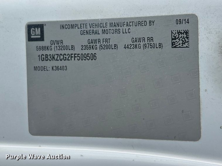 image for item FC5352 2015 Chevrolet Silverado 3500HD pickup truck cab and chassis