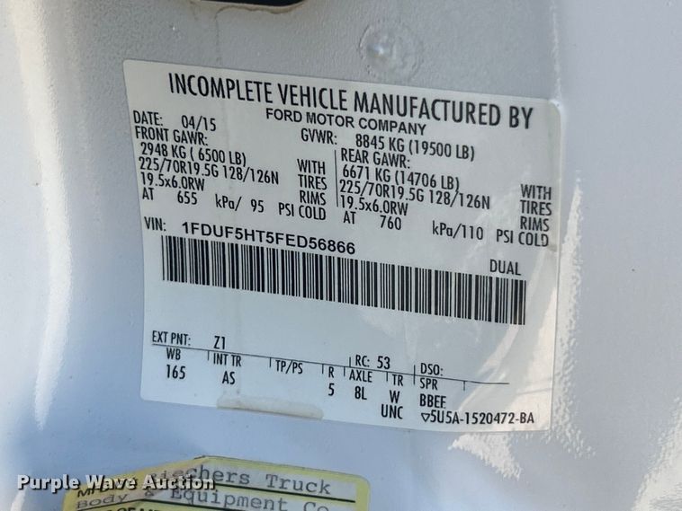 image for item FC5361 2015 Ford F550 XL Super Duty flatbed truck