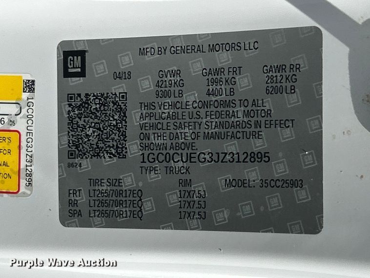 image for item FC5382 2018 Chevrolet Silverado 2500HD pickup truck