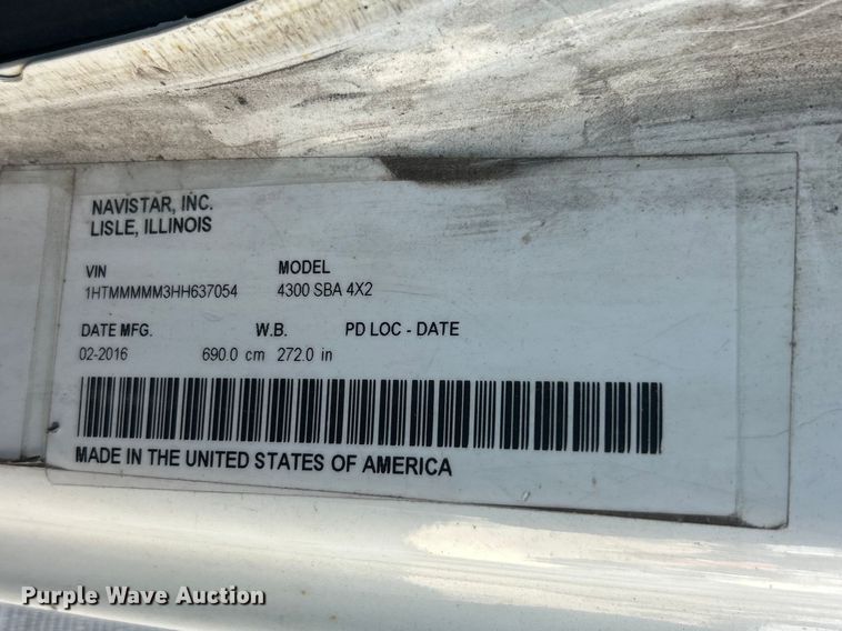 image for item FC5387 2017 International 4300 SBA box truck