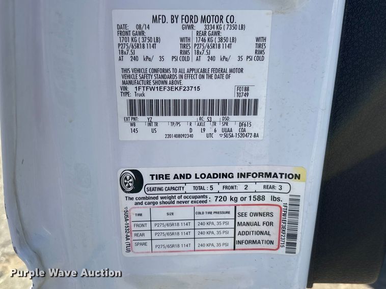 image for item FC5564 2014 Ford F150 Crew Cab pickup truck