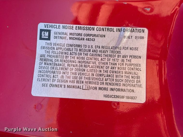 image for item FG0223 2008 GMC Sierra 3500HD Crew Cab flatbed pickup truck