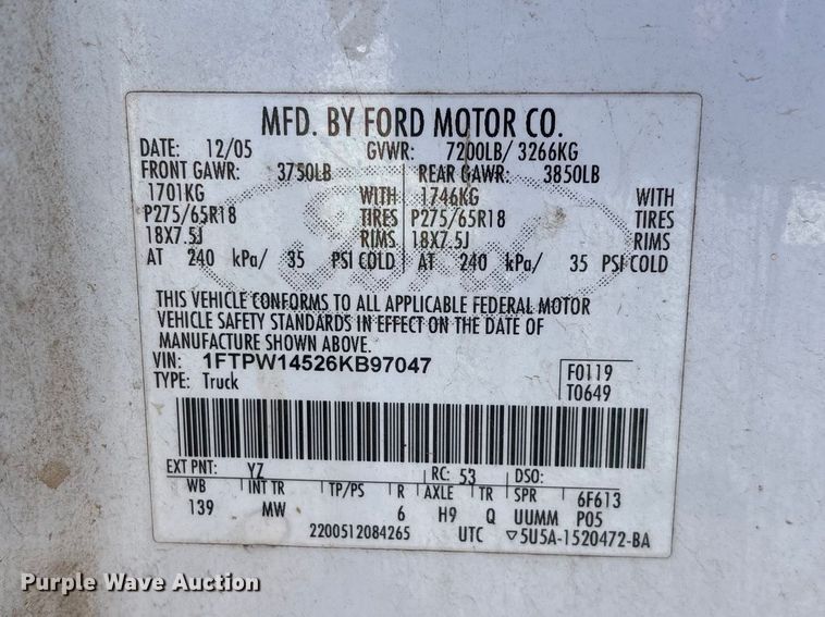 image for item FG0227 2006 Ford F150 Crew Cab pickup truck