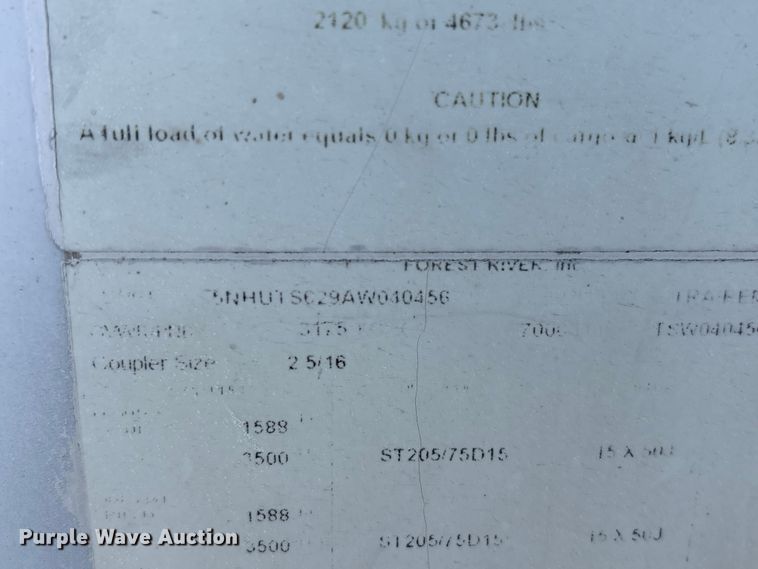 image for item FG2812 2010 Forest River enclosed cargo trailer