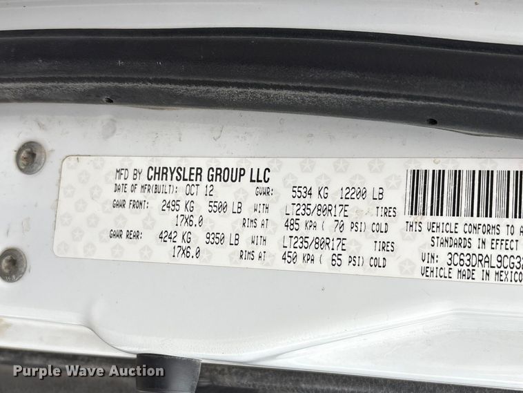 image for item FG2821 2012 RAM 3500 flatbed pickup truck