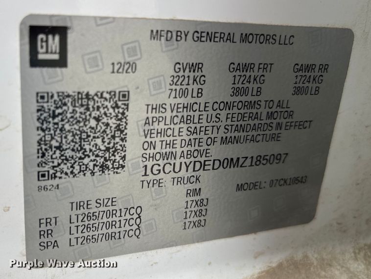 image for item FG2822 2021 Chevrolet Silverado 1500 Crew Cab pickup truck