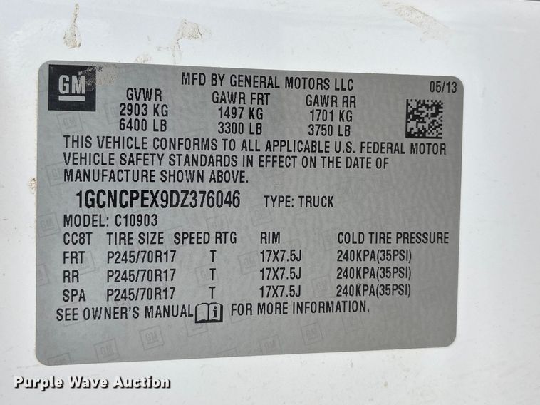 image for item FG2823 2013 Chevrolet Silverado 1500 pickup truck