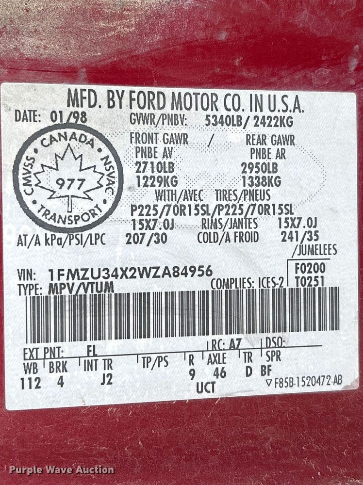 image for item FG2849 1998 Ford Explorer SUV