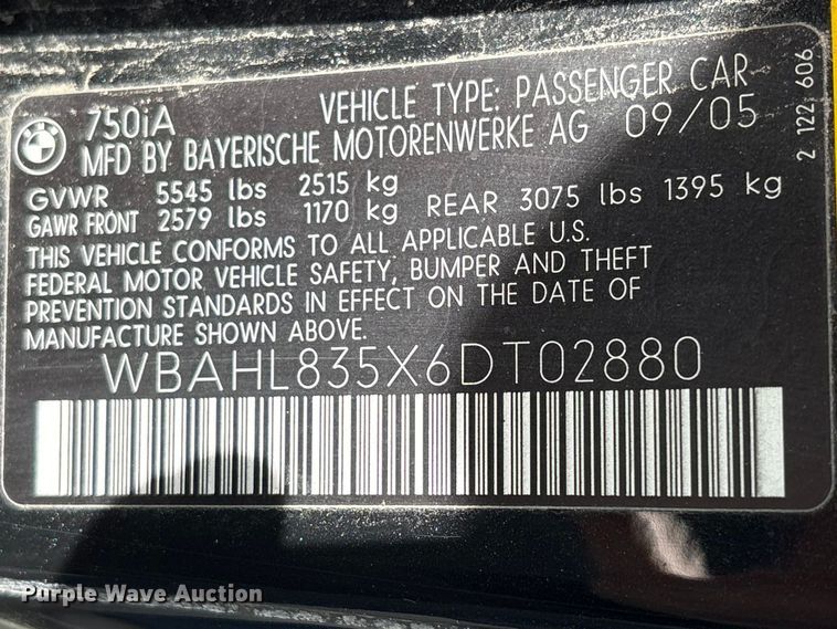 image for item FG2851 2006 BMW 750i 