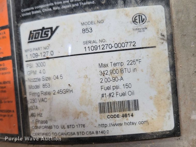 image for item FH6625 (2) Hotsy hot pressure washers
