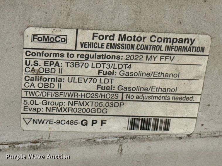 image for item NK9153 2022 Ford F150 Ext. Cab pickup truck